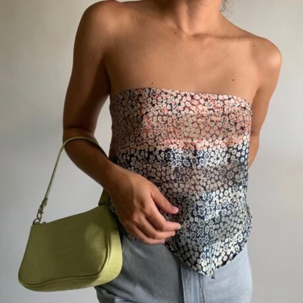 Croc embossed baguette shoulder bag